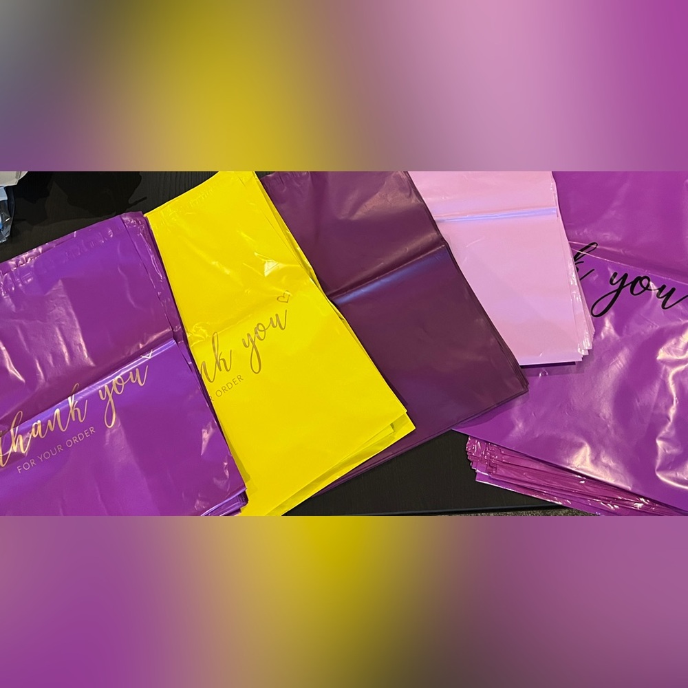 Customizable Poshkit: Assorted Poly Mailer Bags in Purple, Yellow, Lavender